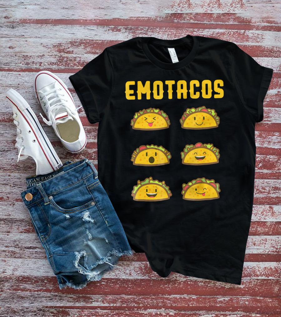 EMOTACOS Funny Mexican Tacos Emoticon Faces T-Shirt