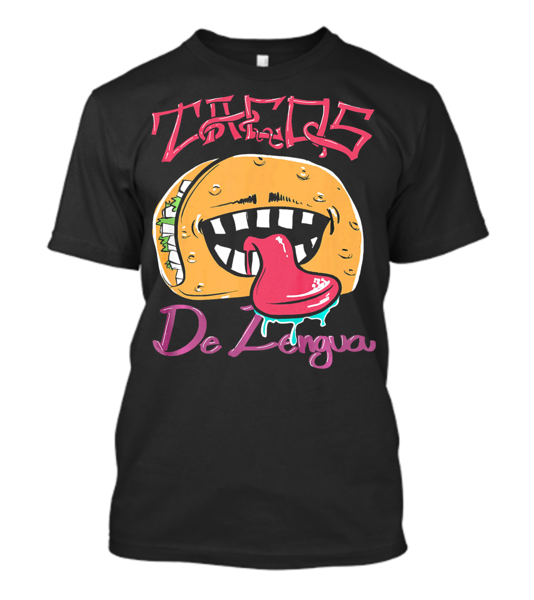 Tacos De Lengua Mexican Food Cartoon Taco Face With Tongue T-Shirt