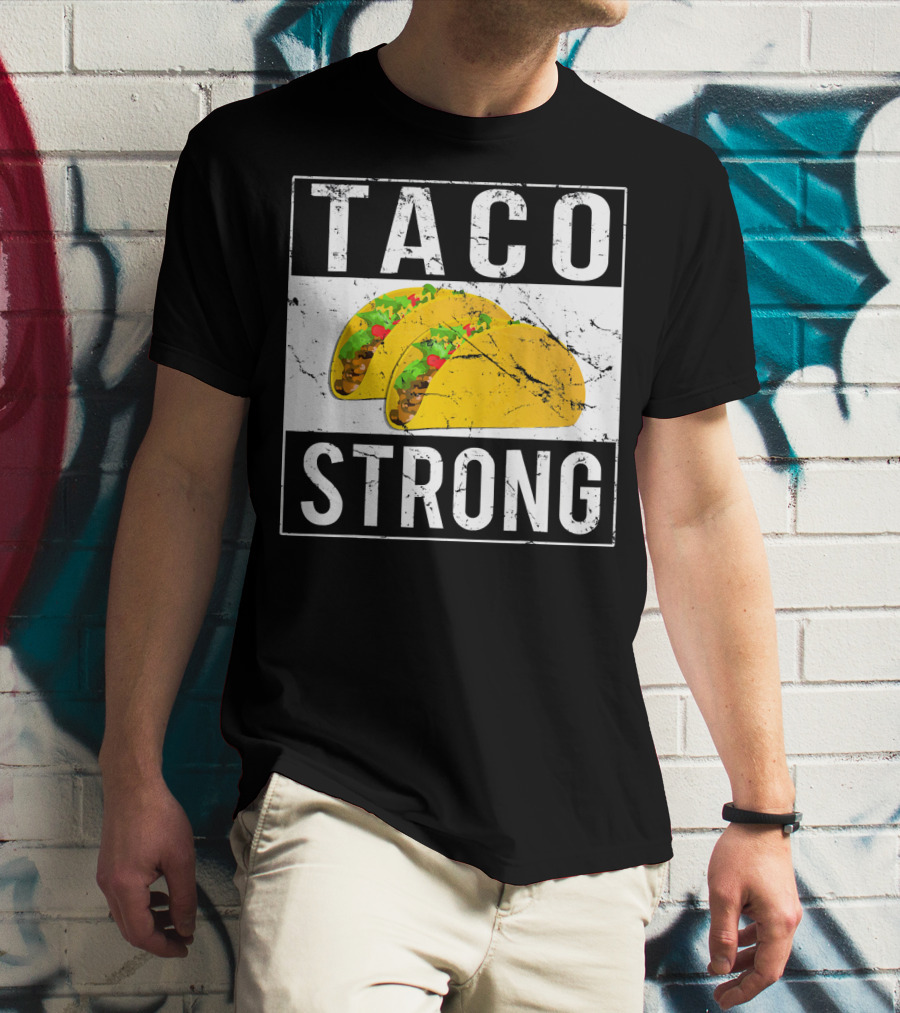 Taco Strong Bold Lettering With Yellow Tacos T-Shirt