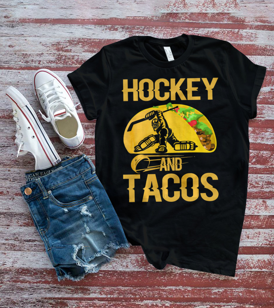Hockey Taco Enthusiast With Skating Player And Vibrant Filling T-Shirt