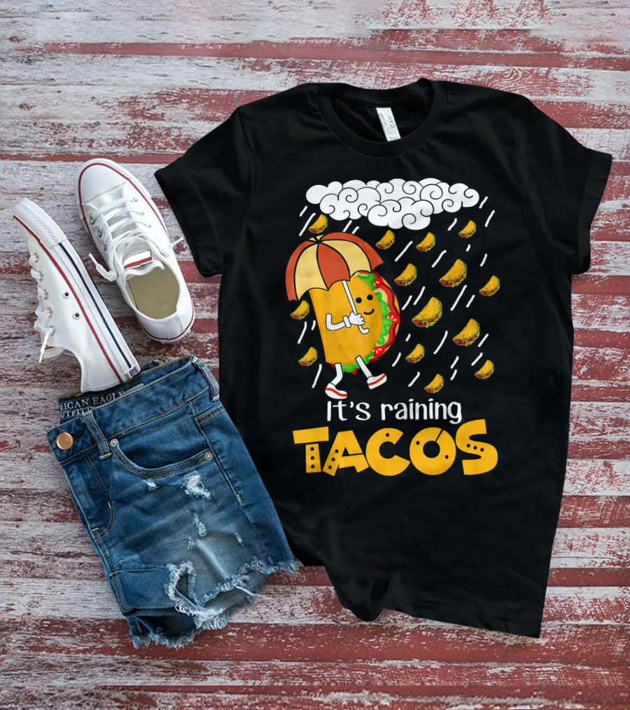 It's Raining Tacos Playful Cartoon Fun T-Shirt