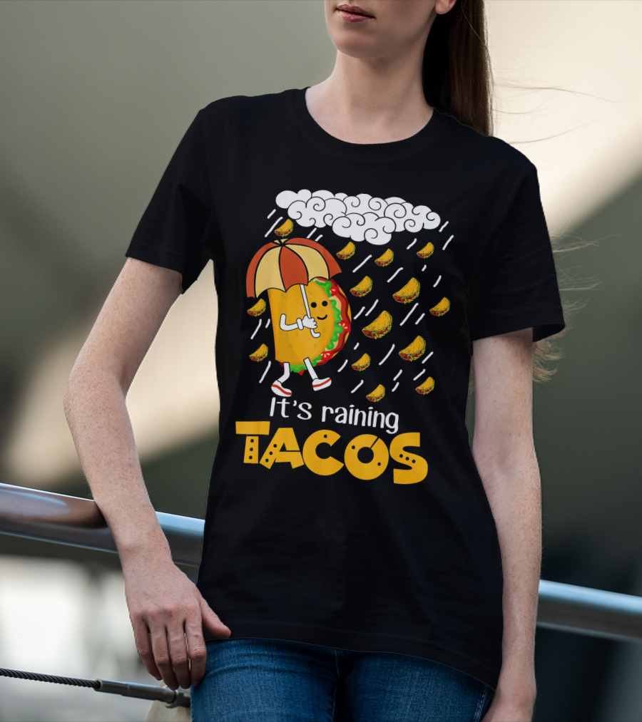 It's Raining Tacos Playful Cartoon Fun T-Shirt