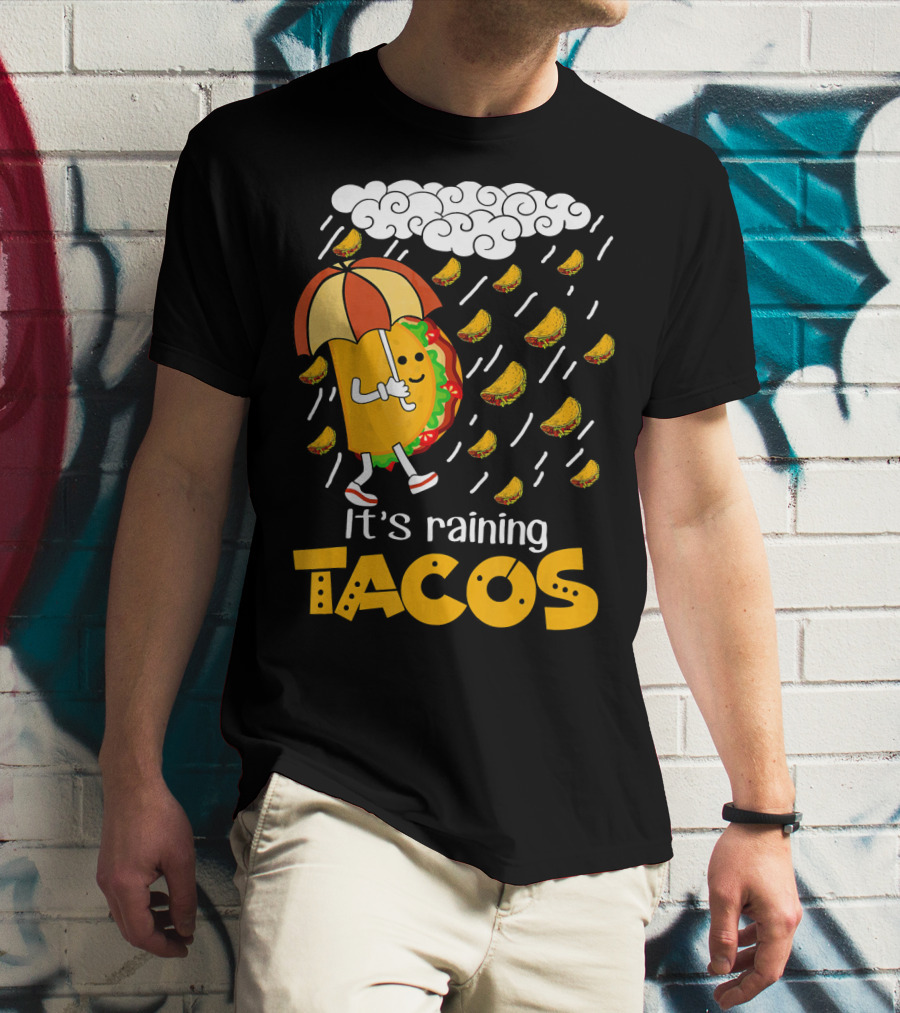 It's Raining Tacos Playful Cartoon Fun T-Shirt