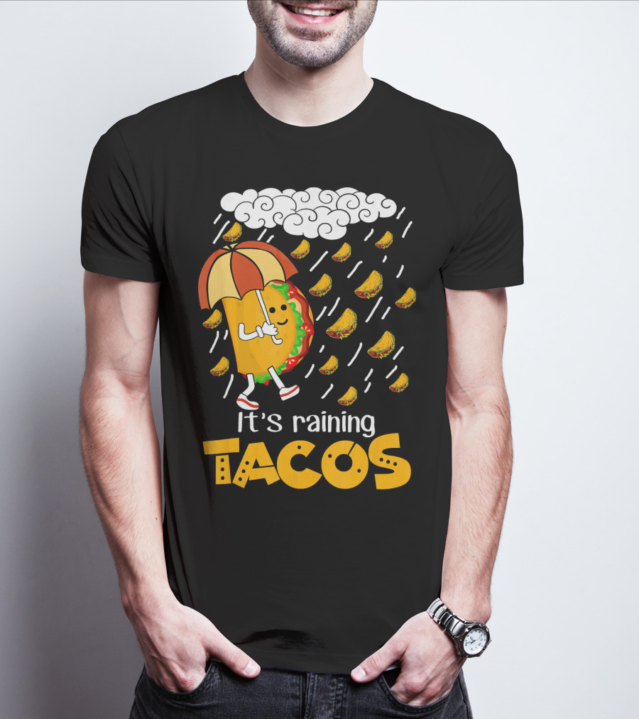 It's Raining Tacos Playful Cartoon Fun T-Shirt