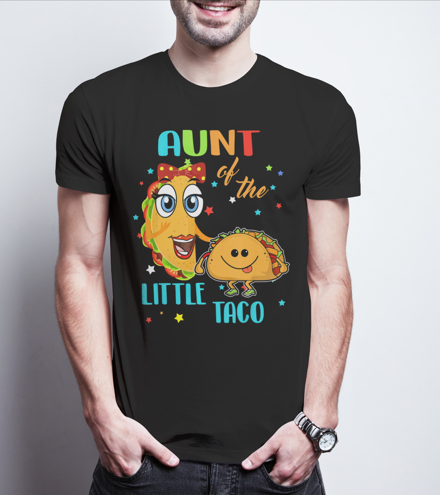 Aunt Of The Little Taco Funny Colorful Cartoon T-Shirt