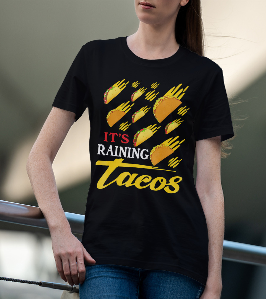 It's Raining Tacos Funny Cartoon Food Meme T-Shirt