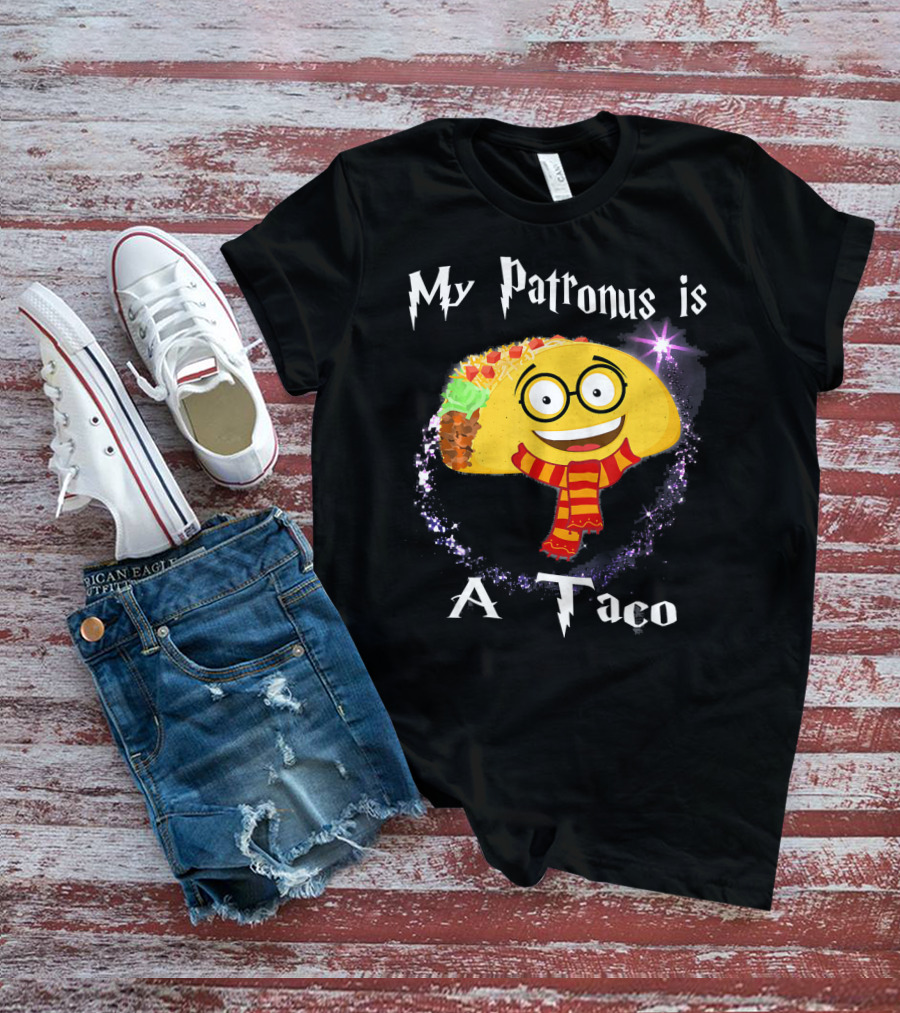 My Patronus Is A Taco Magic Sparkle Taco In Scarf T-Shirt