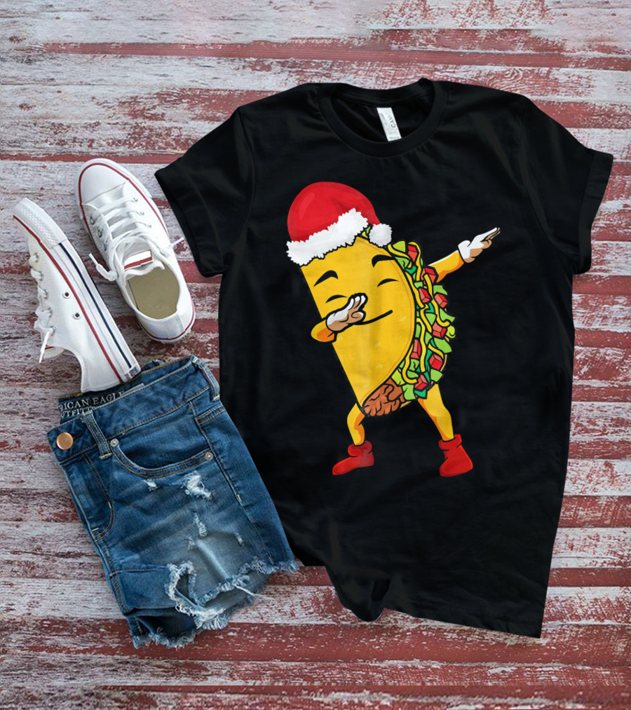 Funny Taco Santa Dabbing Christmas Matcher T-Shirt