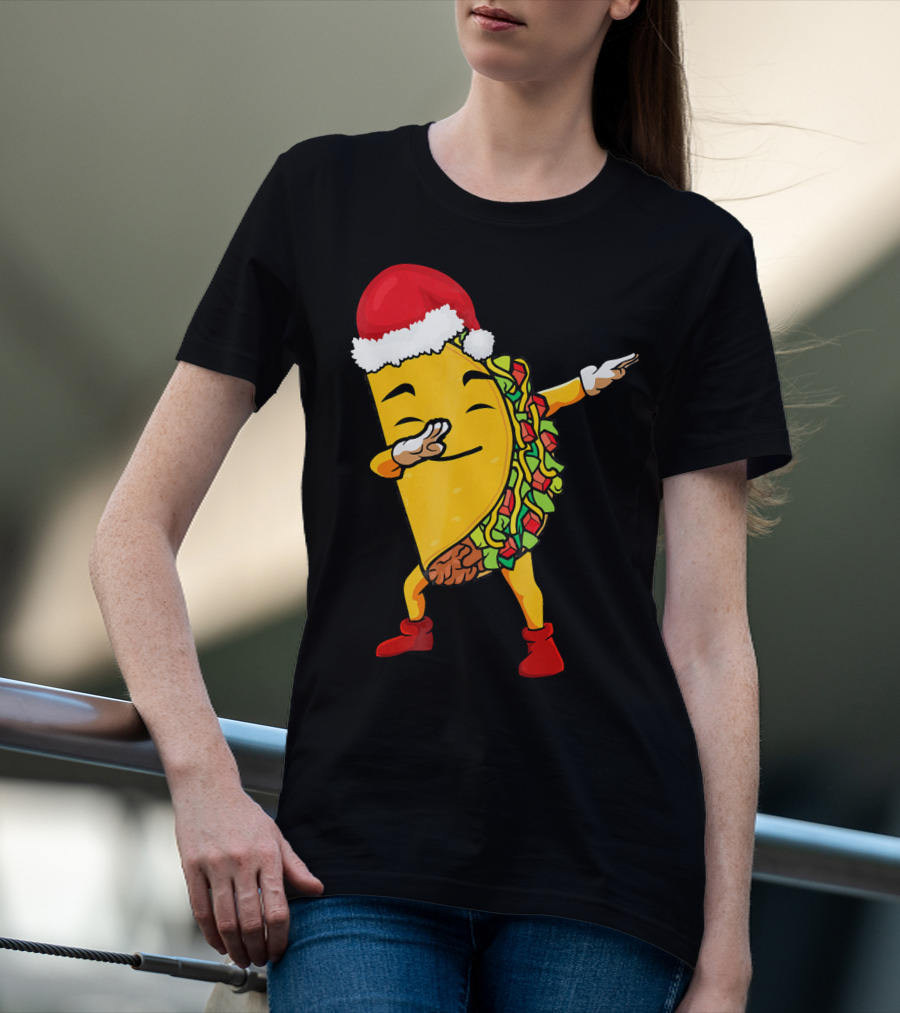 Funny Taco Santa Dabbing Christmas Matcher T-Shirt