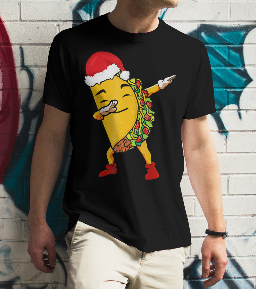 Funny Taco Santa Dabbing Christmas Matcher T-Shirt