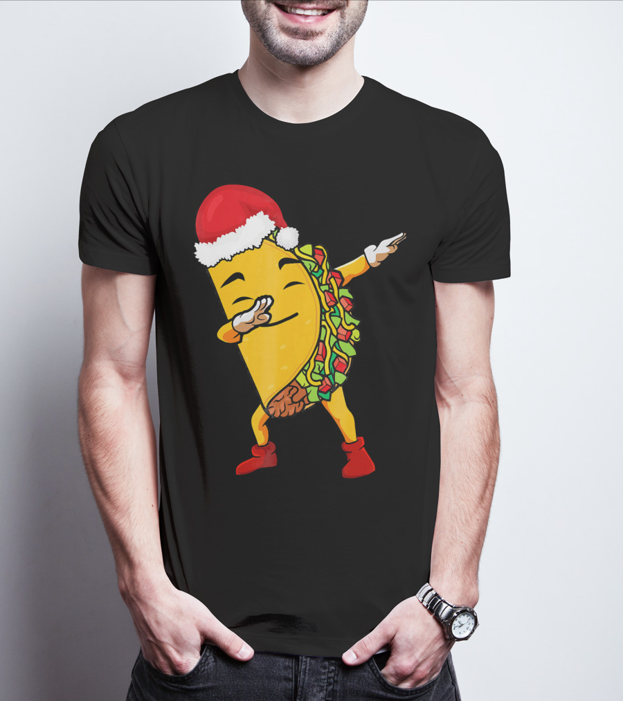 Funny Taco Santa Dabbing Christmas Matcher T-Shirt