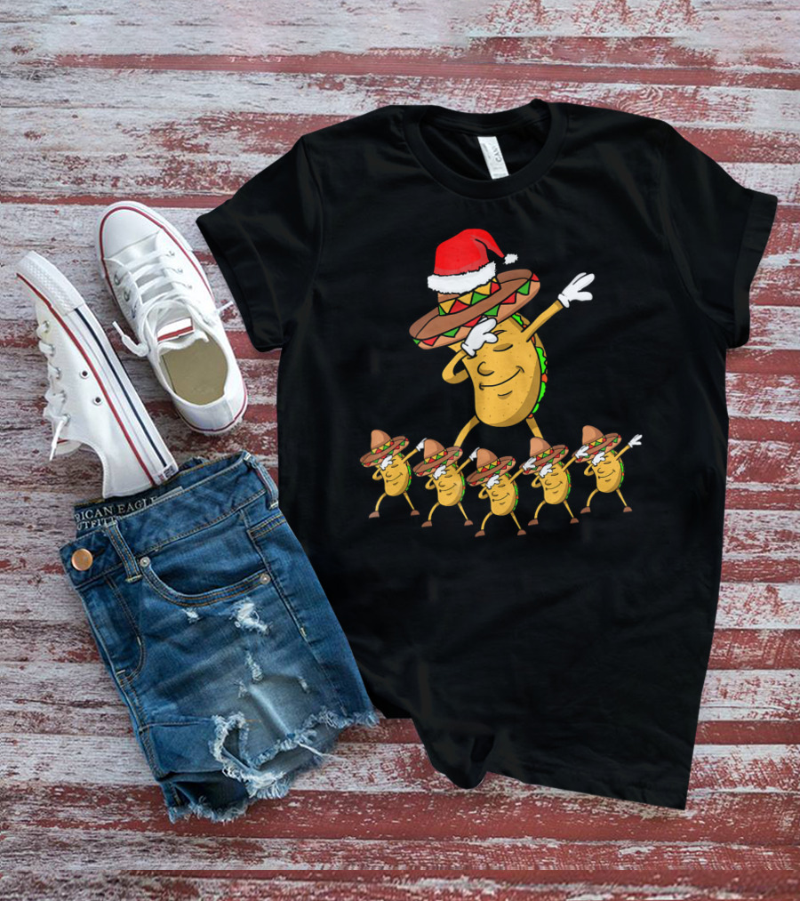 Dabbing Taco Santa Christmas Dance Party Fun T-Shirt