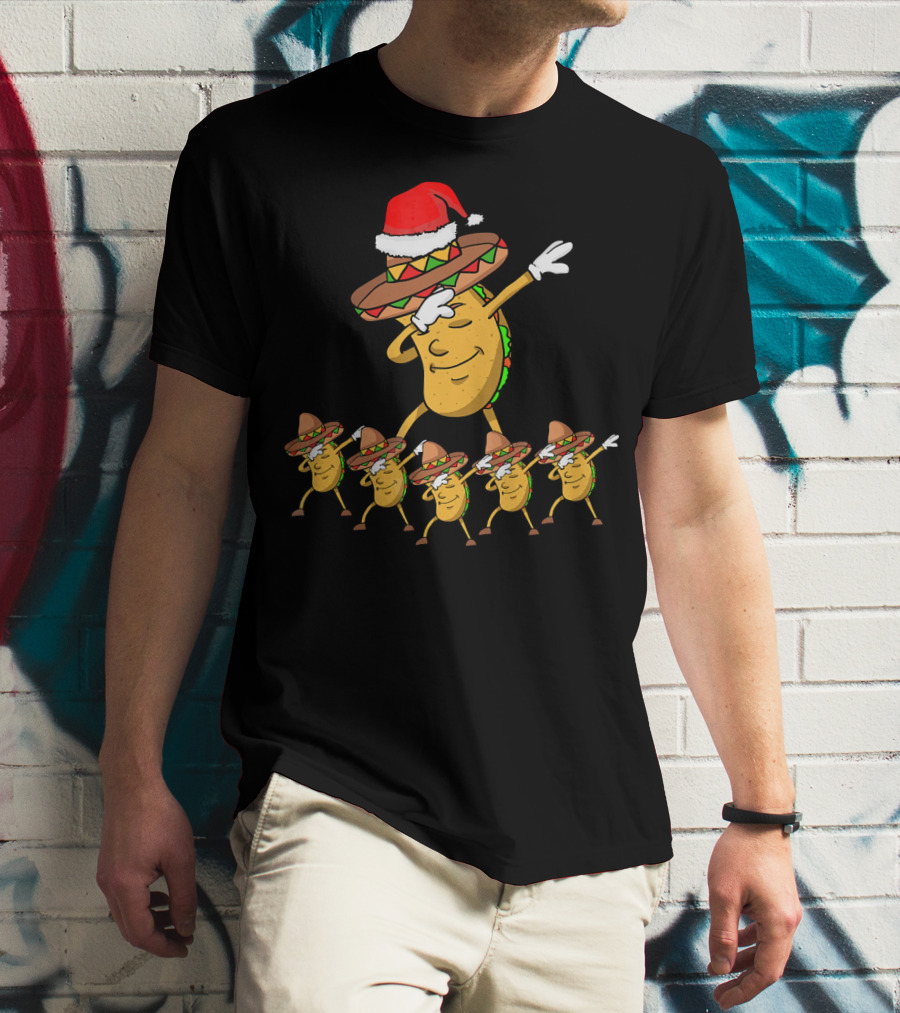 Dabbing Taco Santa Christmas Dance Party Fun T-Shirt