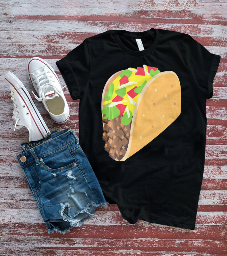 Emoji Taco Tuesday Mexican Tex Mex Torti Pixelated T-Shirt