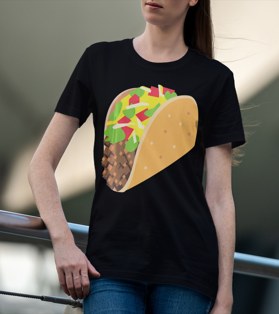 Emoji Taco Tuesday Mexican Tex Mex Torti Pixelated T-Shirt