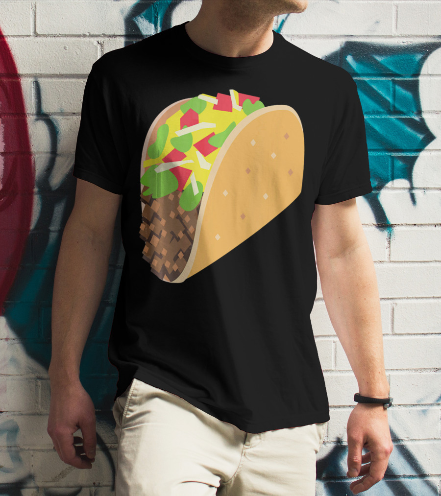 Emoji Taco Tuesday Mexican Tex Mex Torti Pixelated T-Shirt