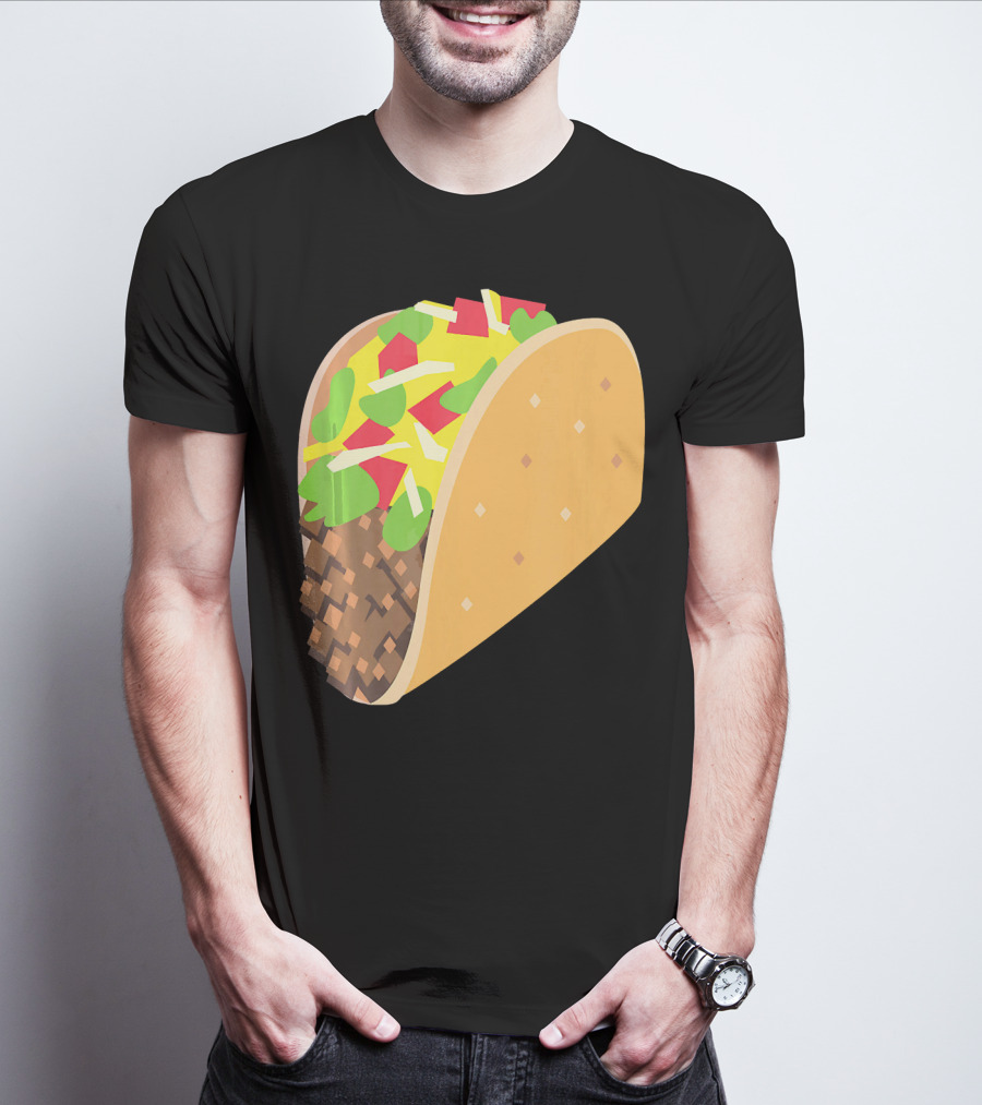 Emoji Taco Tuesday Mexican Tex Mex Torti Pixelated T-Shirt