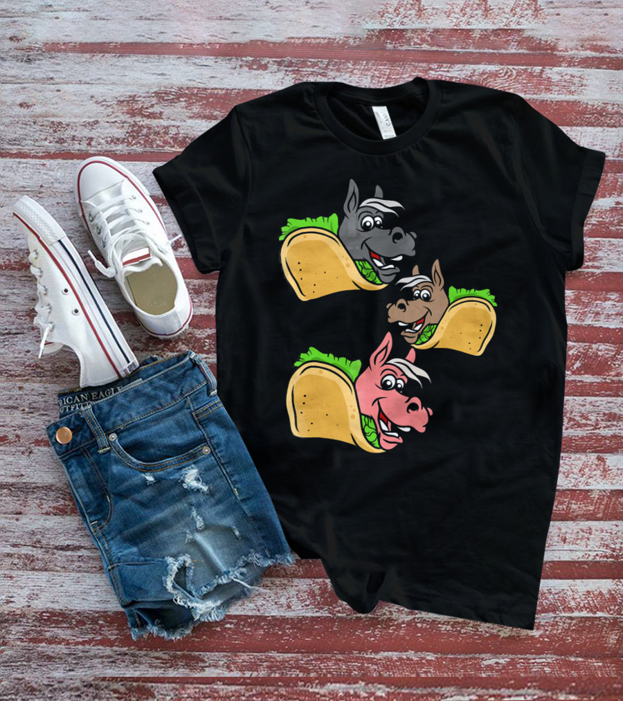 Horses And Tacos Trio Fun Faces T-Shirt