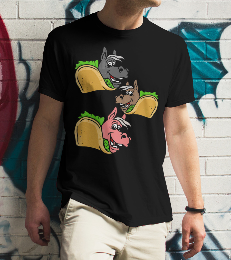 Horses And Tacos Trio Fun Faces T-Shirt