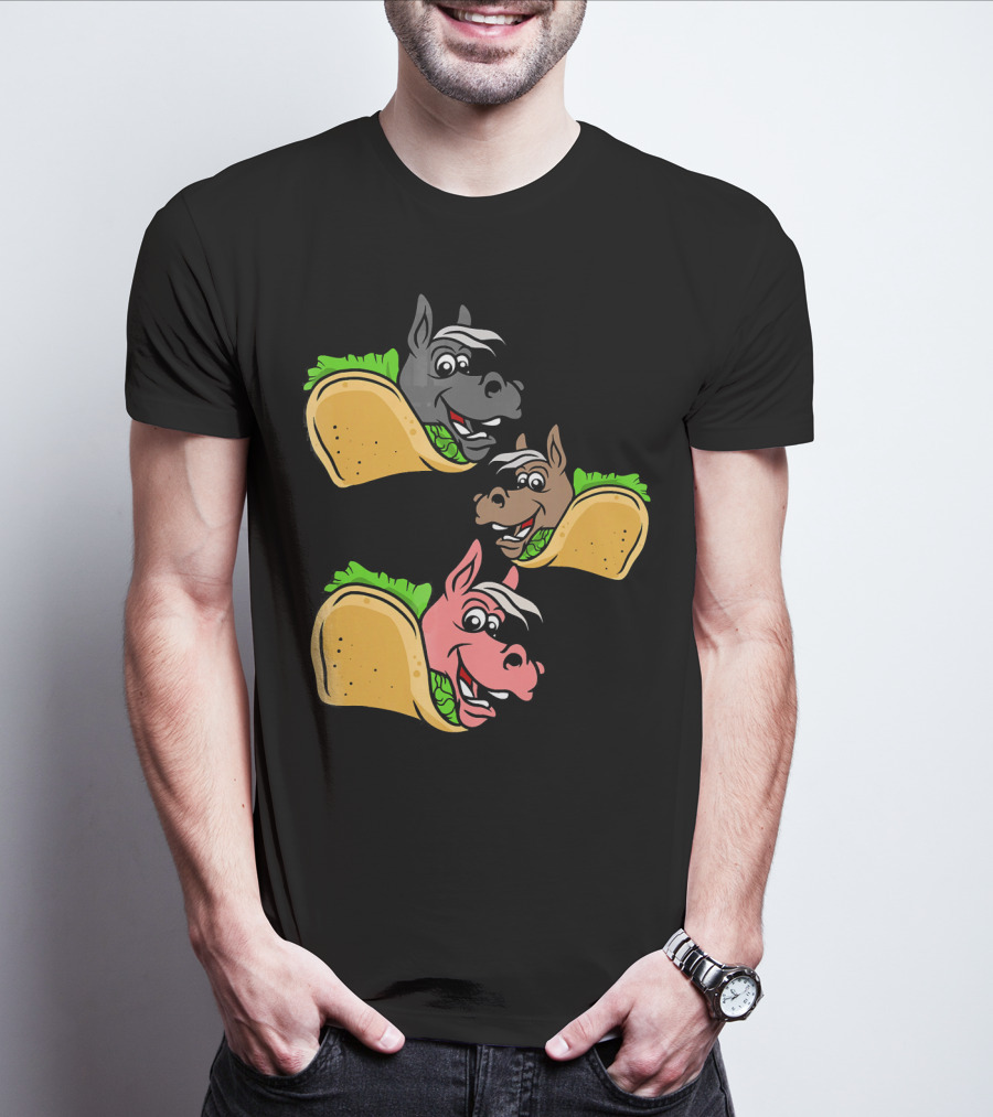 Horses And Tacos Trio Fun Faces T-Shirt