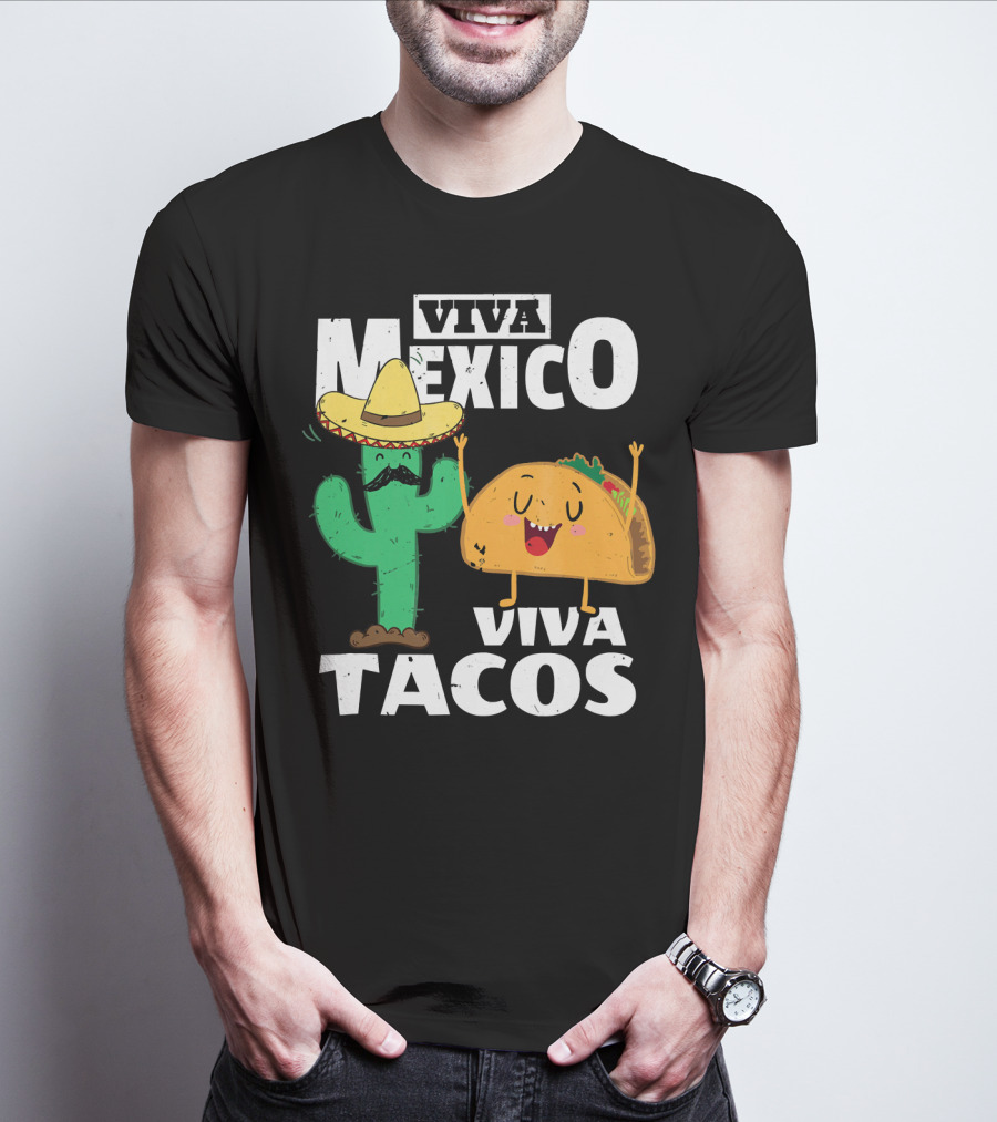 Viva Mexico Viva Tacos Cactus Sombrero T-Shirt