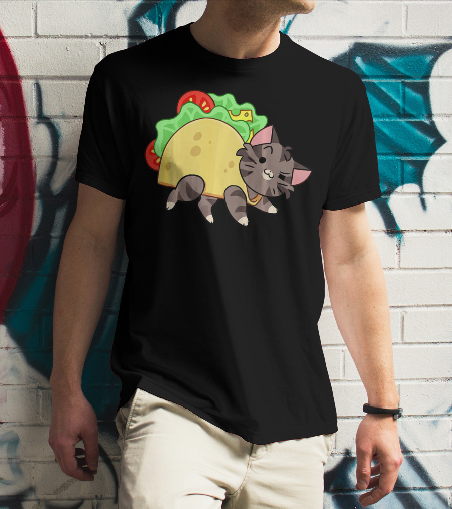 Hard Shell Tacos Cat With Lettuce And Tomato T-Shirt