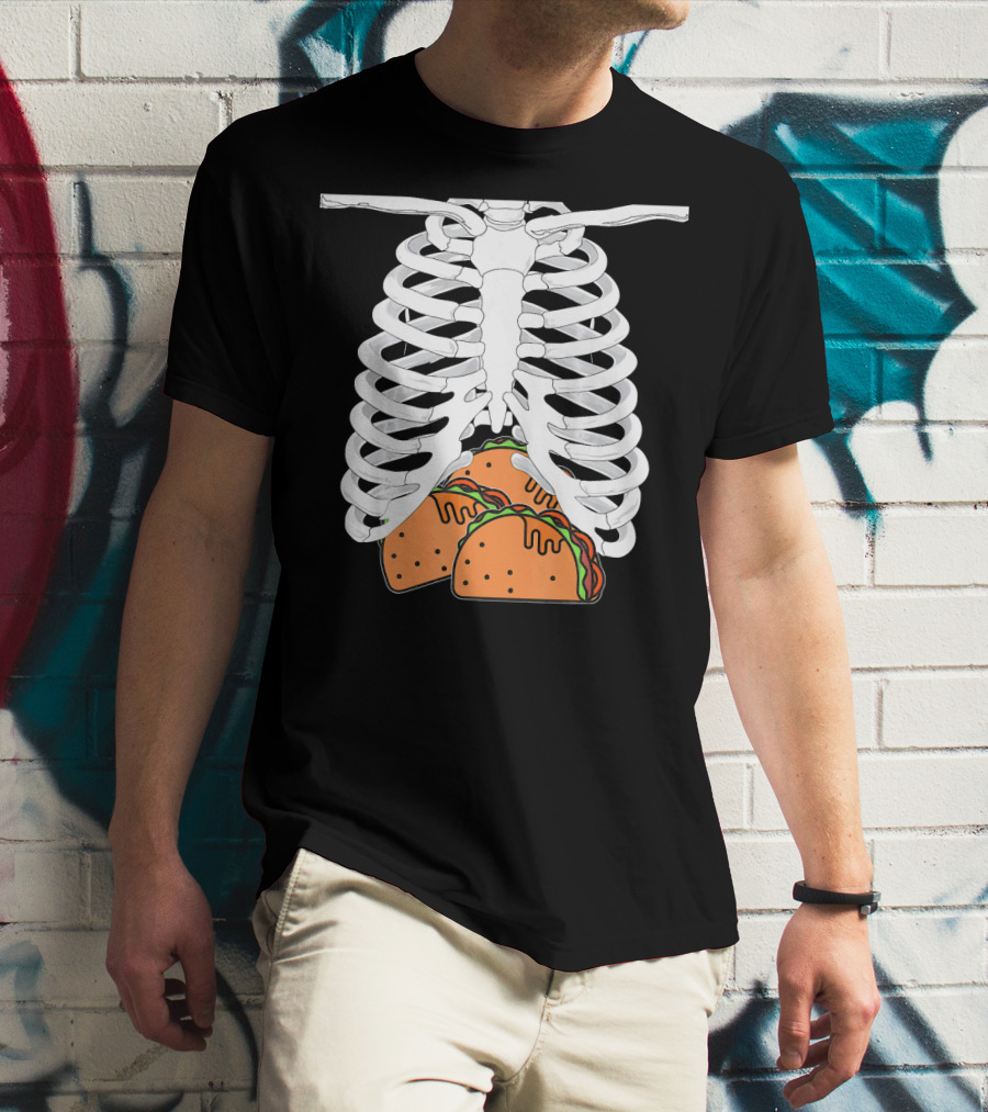 Halloween Taco Lover Skeleton Rib Cage Food Humor T-Shirt