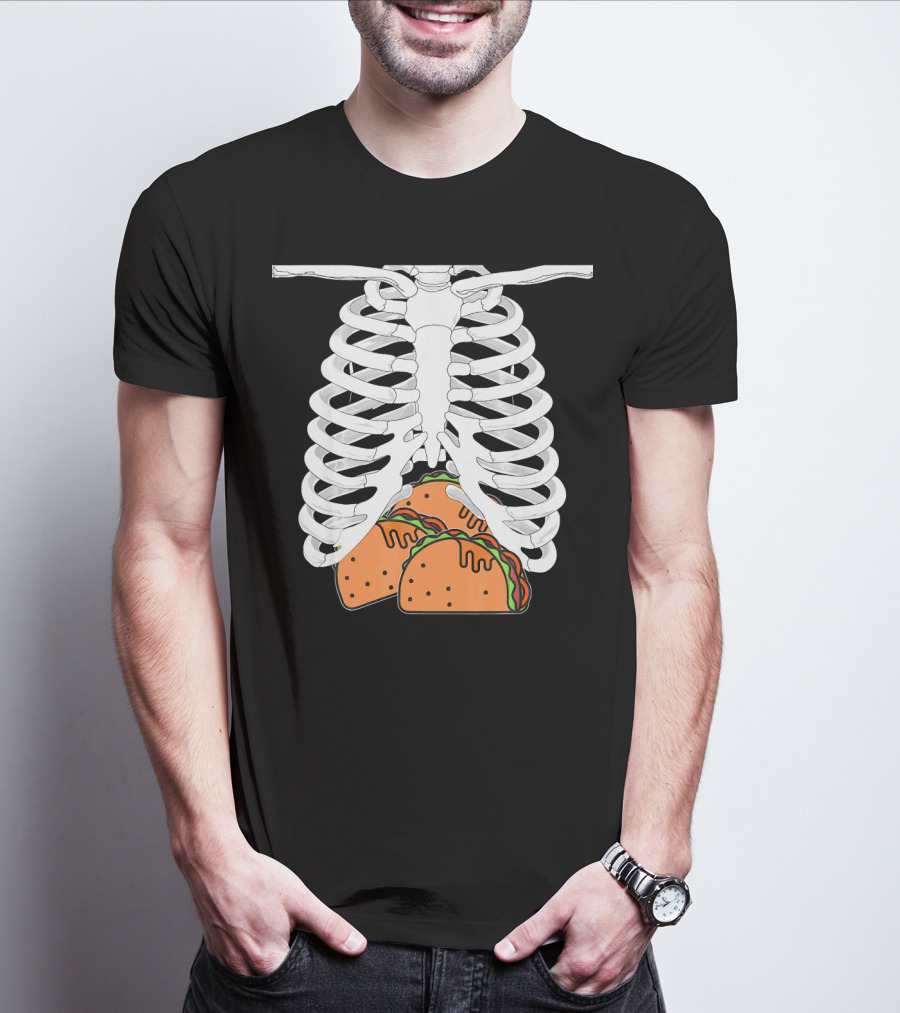 Halloween Taco Lover Skeleton Rib Cage Food Humor T-Shirt