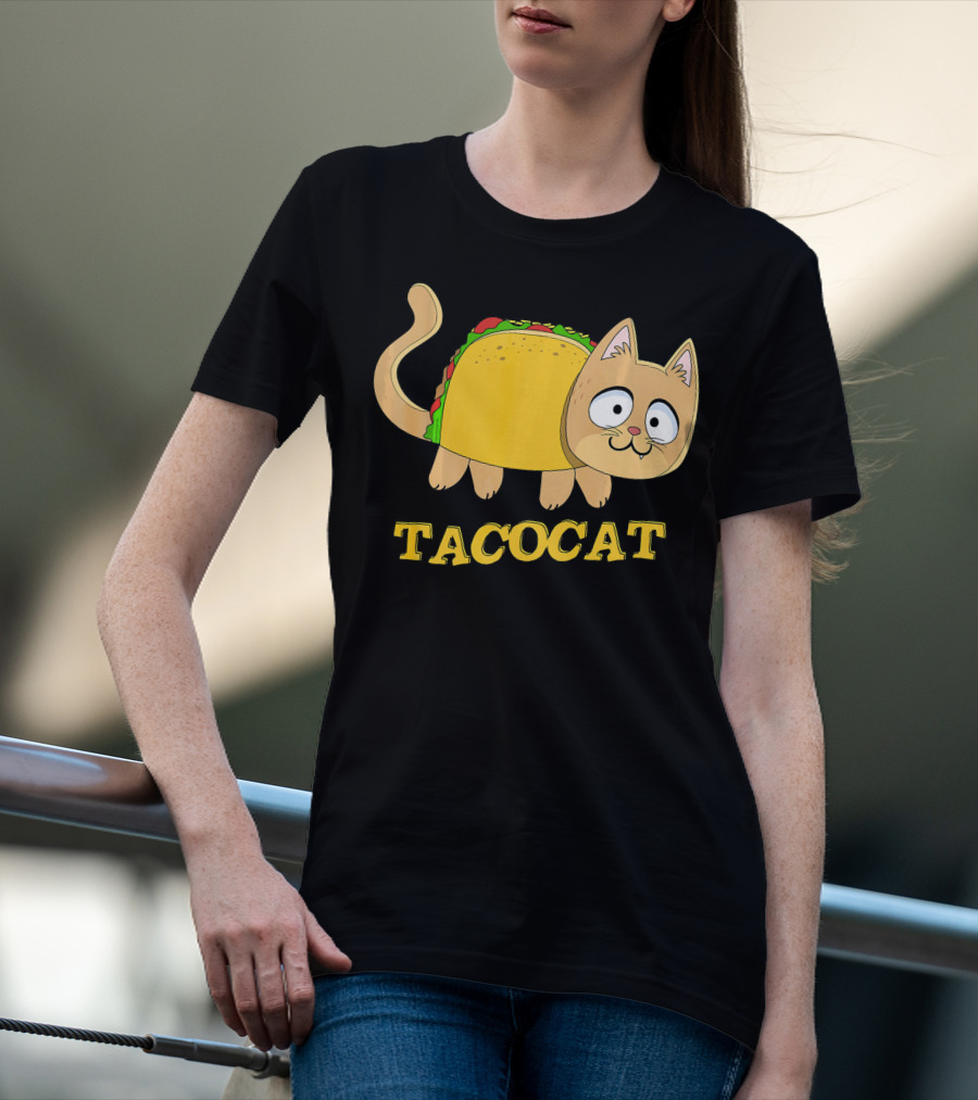 TACOCAT Palindrome Cute Cartoon Funny Cat With Taco Body T-Shirt