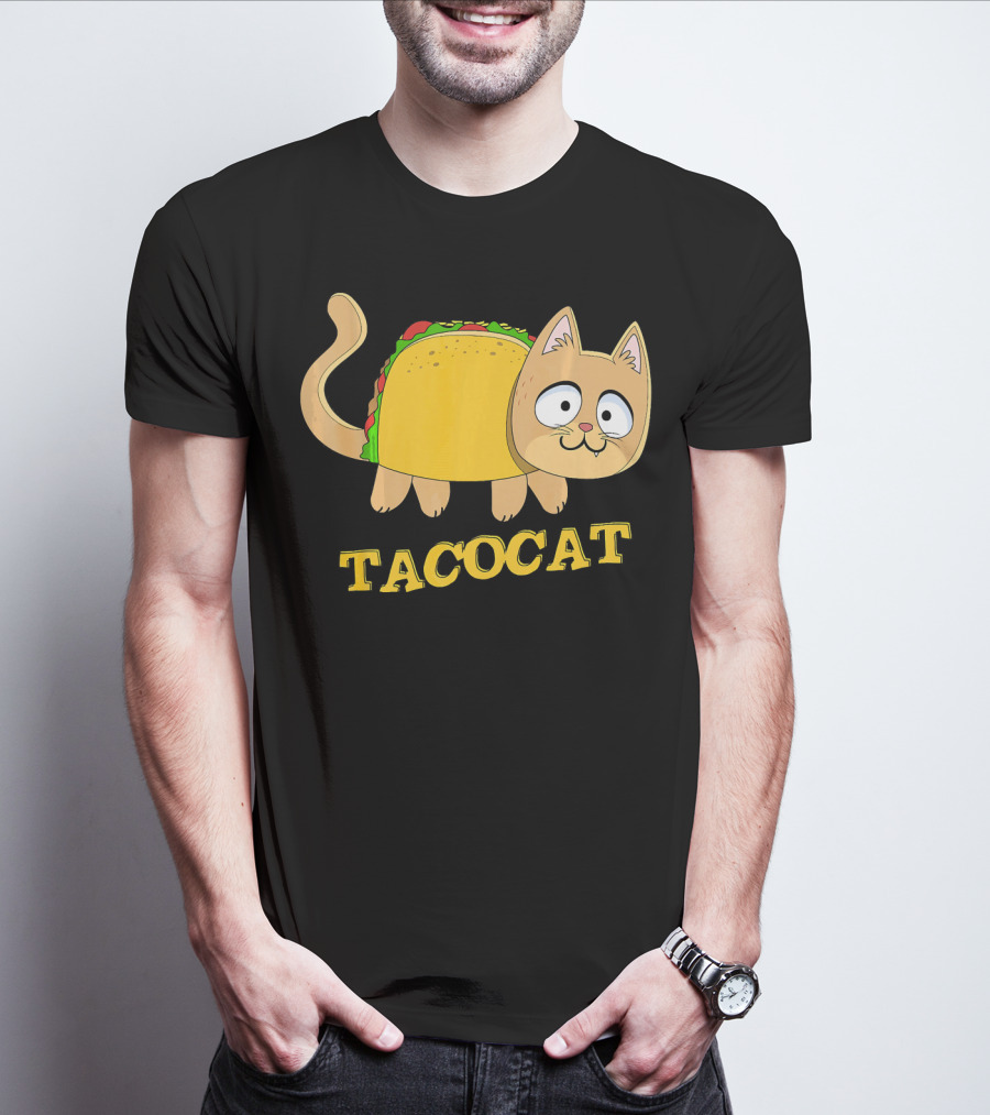 TACOCAT Palindrome Cute Cartoon Funny Cat With Taco Body T-Shirt