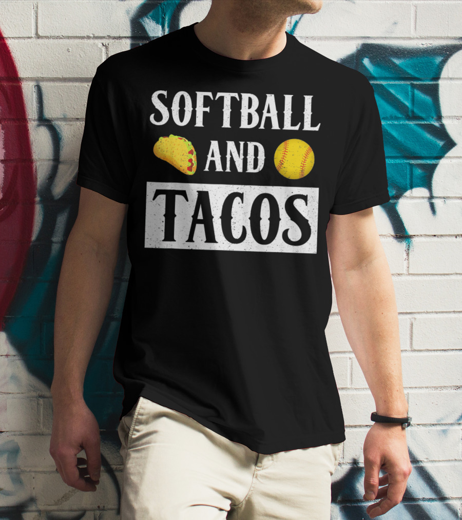 Softball And Tacos With Taco And Softball Icons T-Shirt