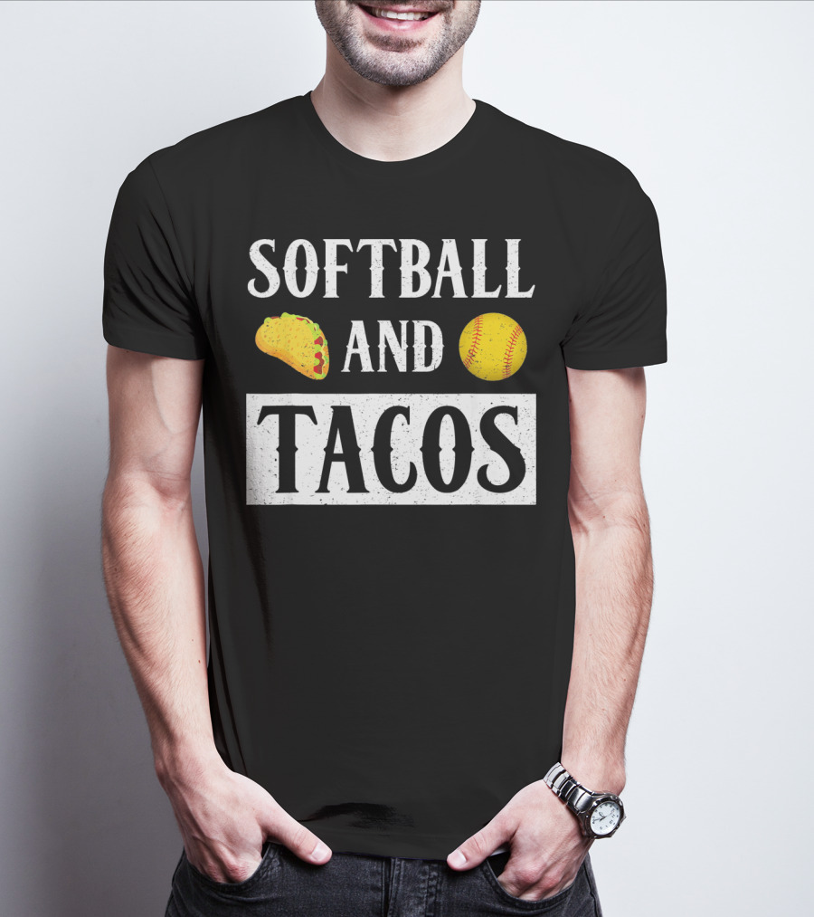Softball And Tacos With Taco And Softball Icons T-Shirt