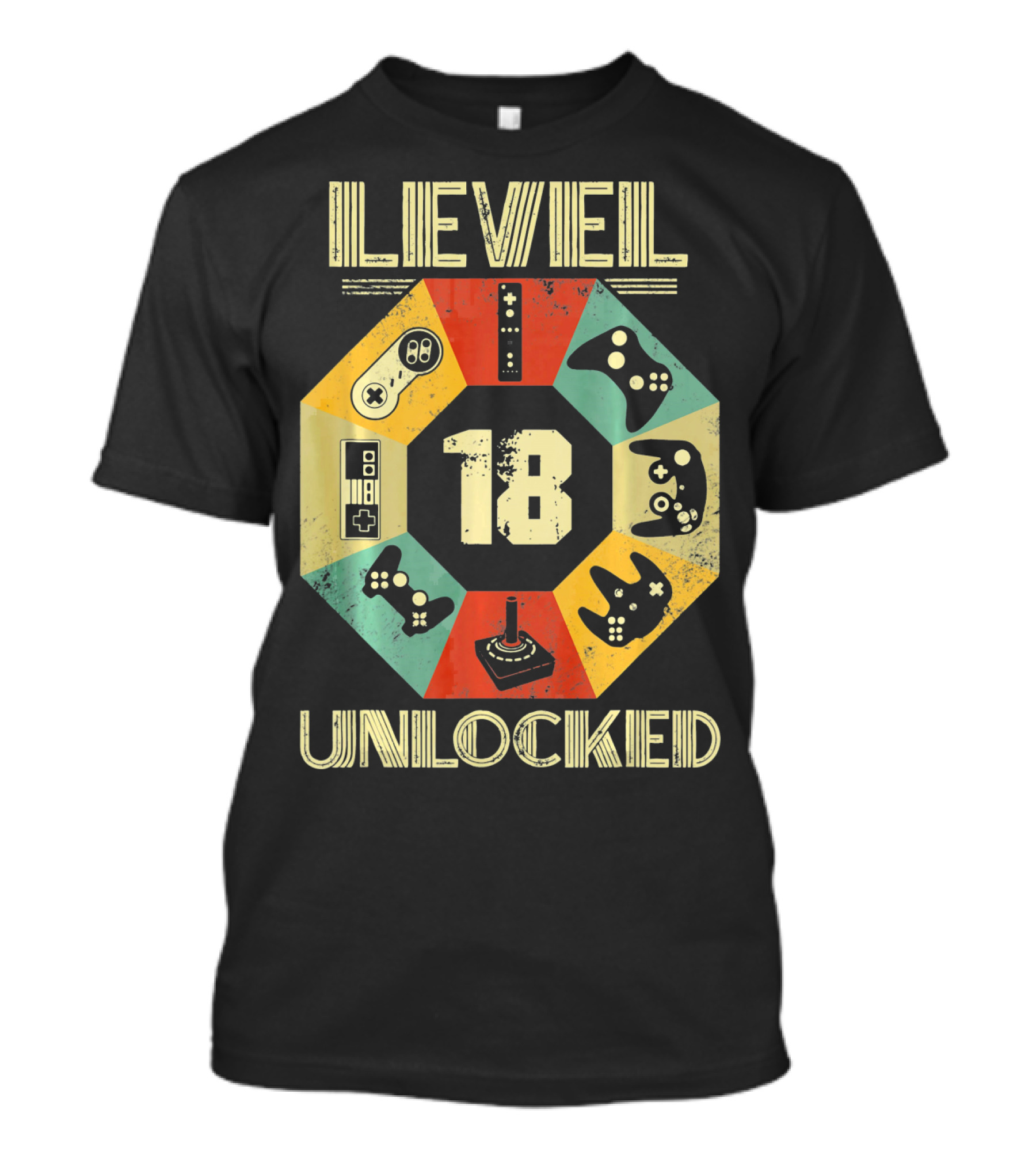 Level 18 Unlocked Video Game Controllers Retro T-Shirt