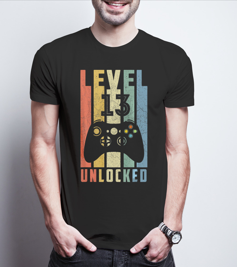 Level 13 Unlocked Video Game Controller Vintage T-Shirt