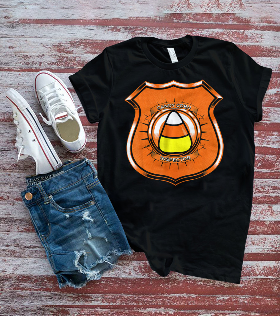 Candy Corn Inspector Police Badge Emblem T-Shirt