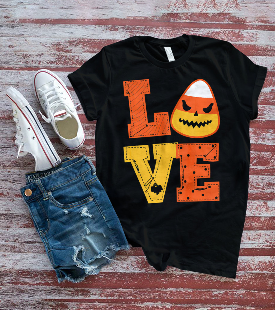 LOVE Candy Corn Halloween Pumpkin T-Shirt