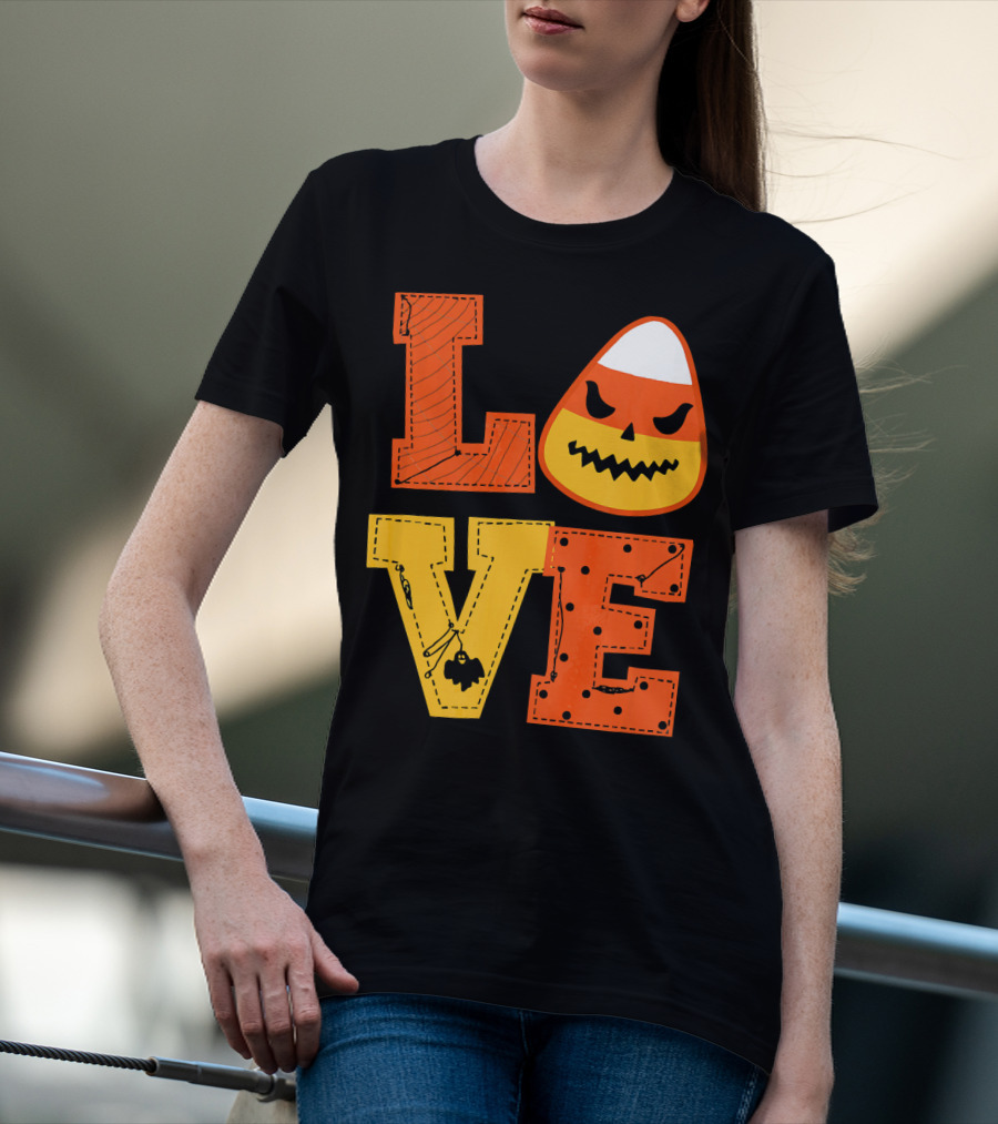 LOVE Candy Corn Halloween Pumpkin T-Shirt