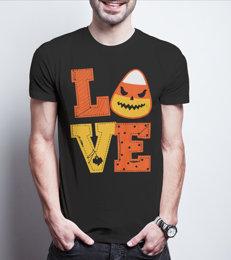LOVE Candy Corn Halloween Pumpkin T-Shirt