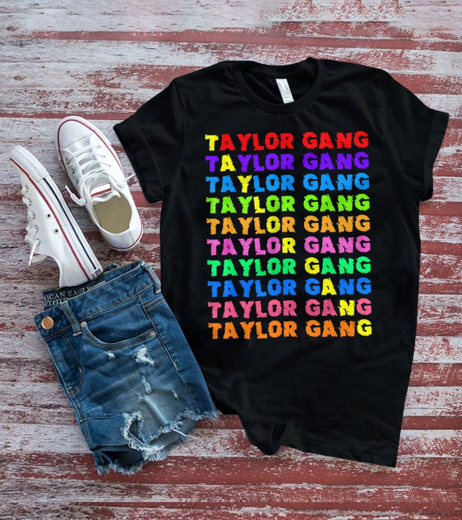 Taylor Gang Colorful Rainbow Typography T-Shirt