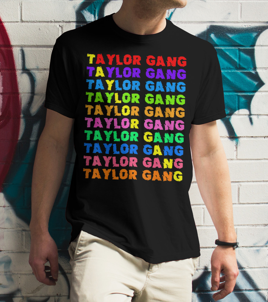 Taylor Gang Colorful Rainbow Typography T-Shirt