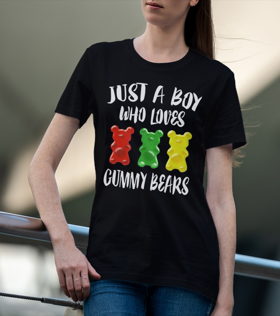 Just A Boy Who Loves Gummy Bears Red Green Yellow Bears T-Shirt
