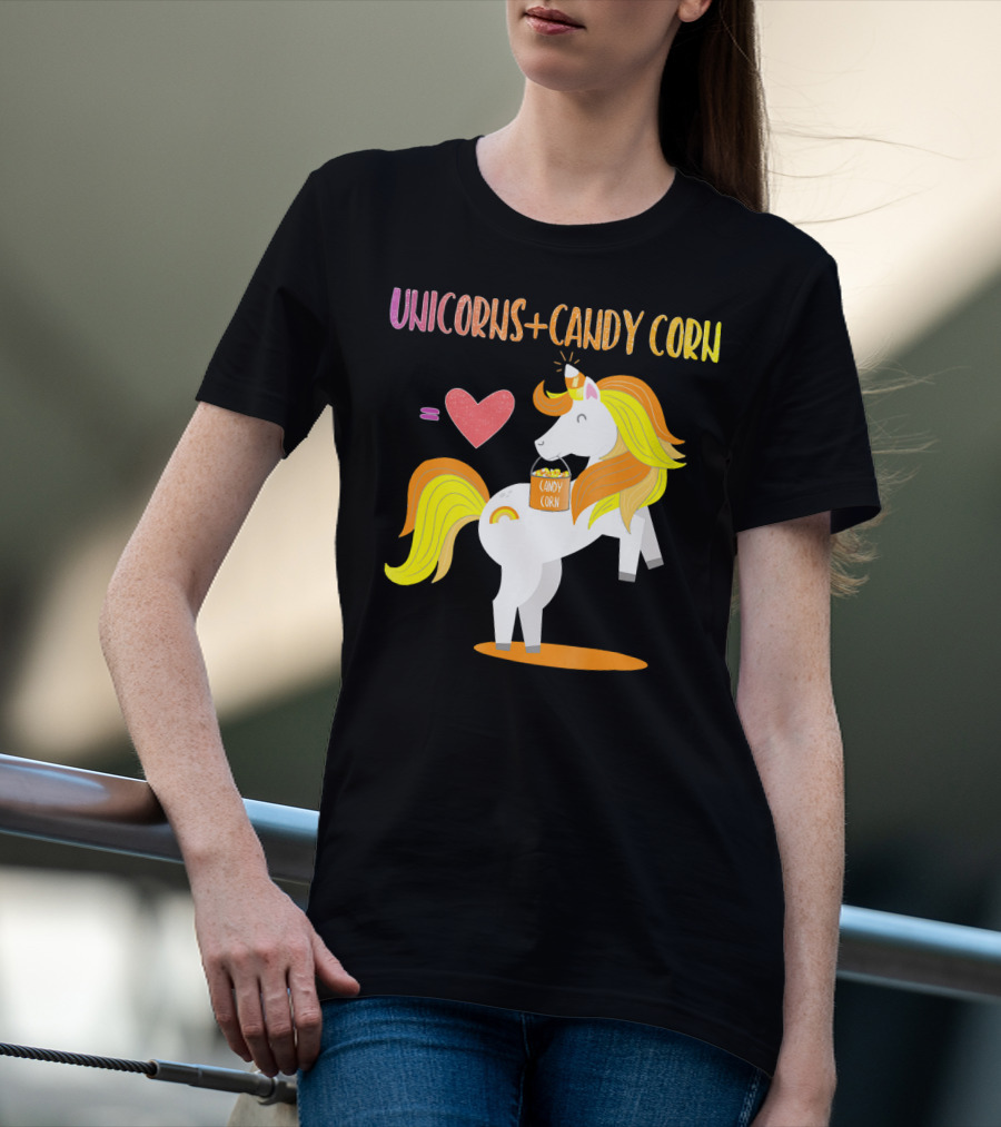 Unicorns Candy Corn Heart Equation T-Shirt