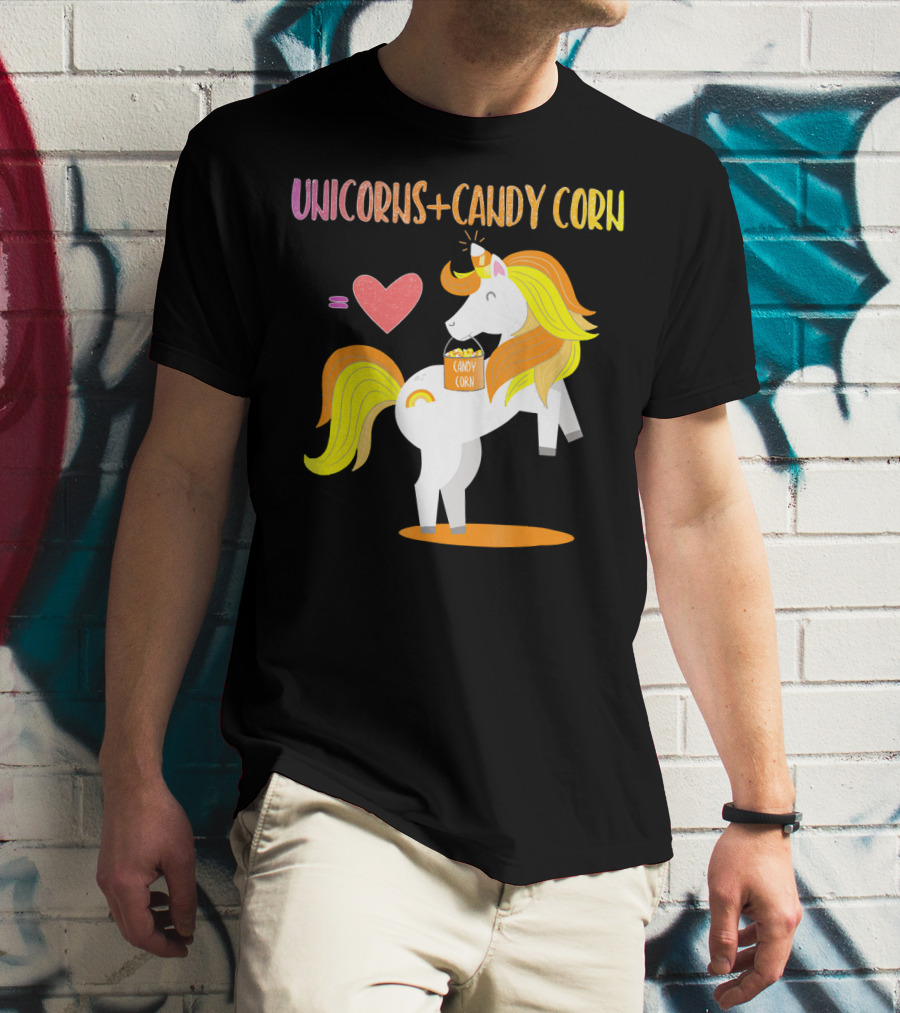 Unicorns Candy Corn Heart Equation T-Shirt