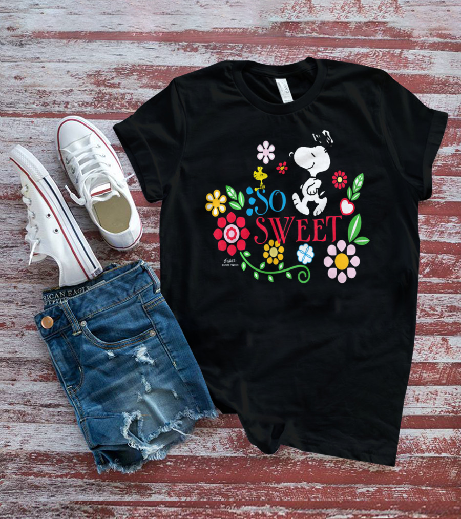 Snoopy Woodstock So Sweet Floral Bliss Peanuts T-Shirt