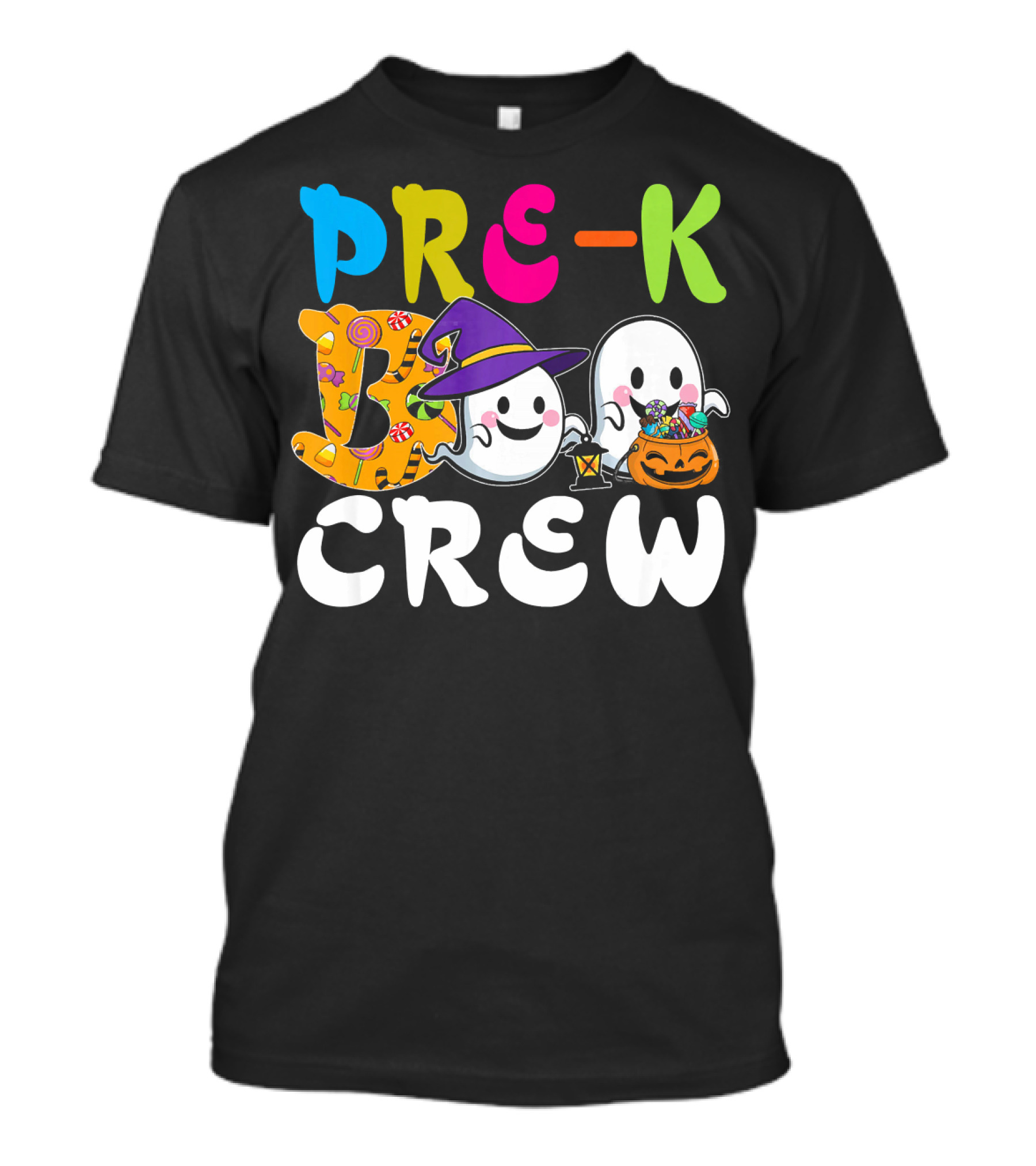 Pre-K Boo Crew Halloween Ghost Witch Candy Lantern T-Shirt