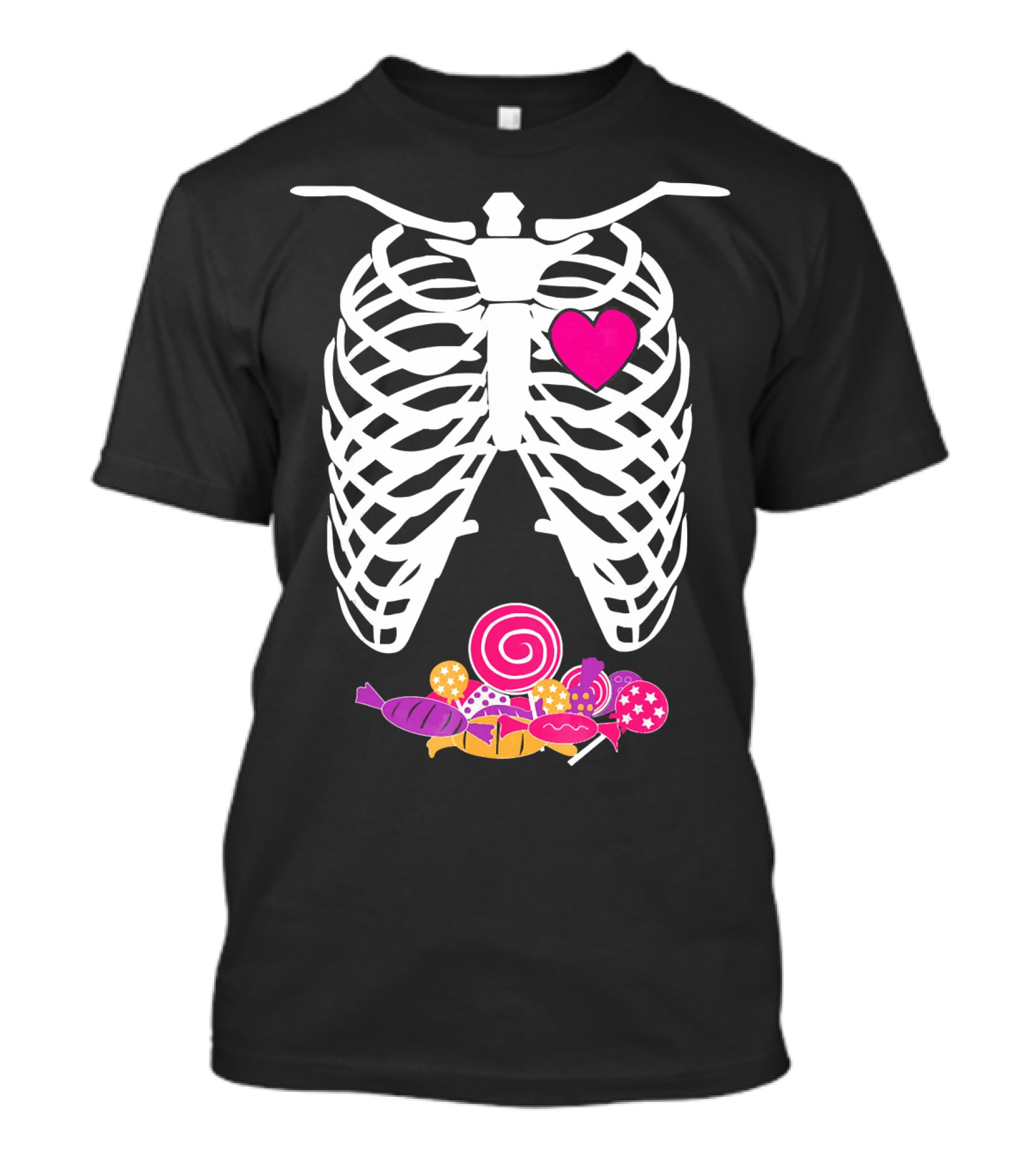 Halloween XRay Skeleton Rib Cage Heart Candy T-Shirt