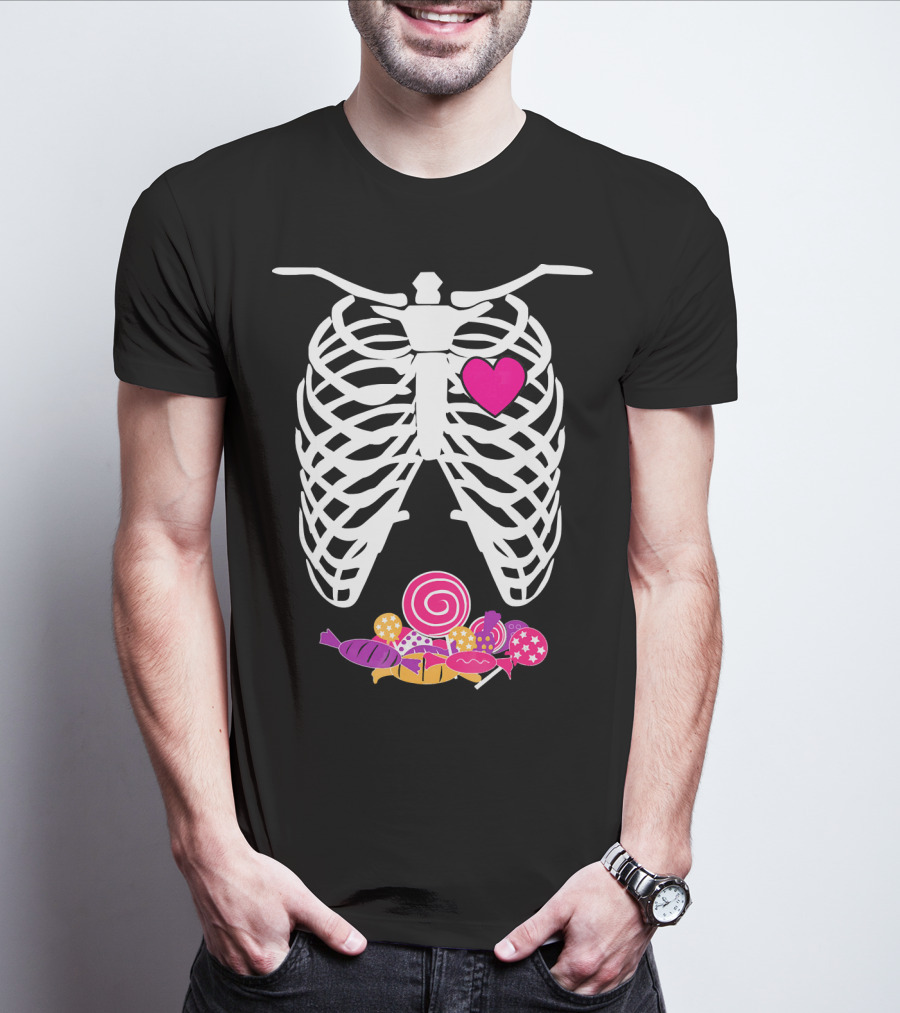 Halloween XRay Skeleton Rib Cage Heart Candy T-Shirt