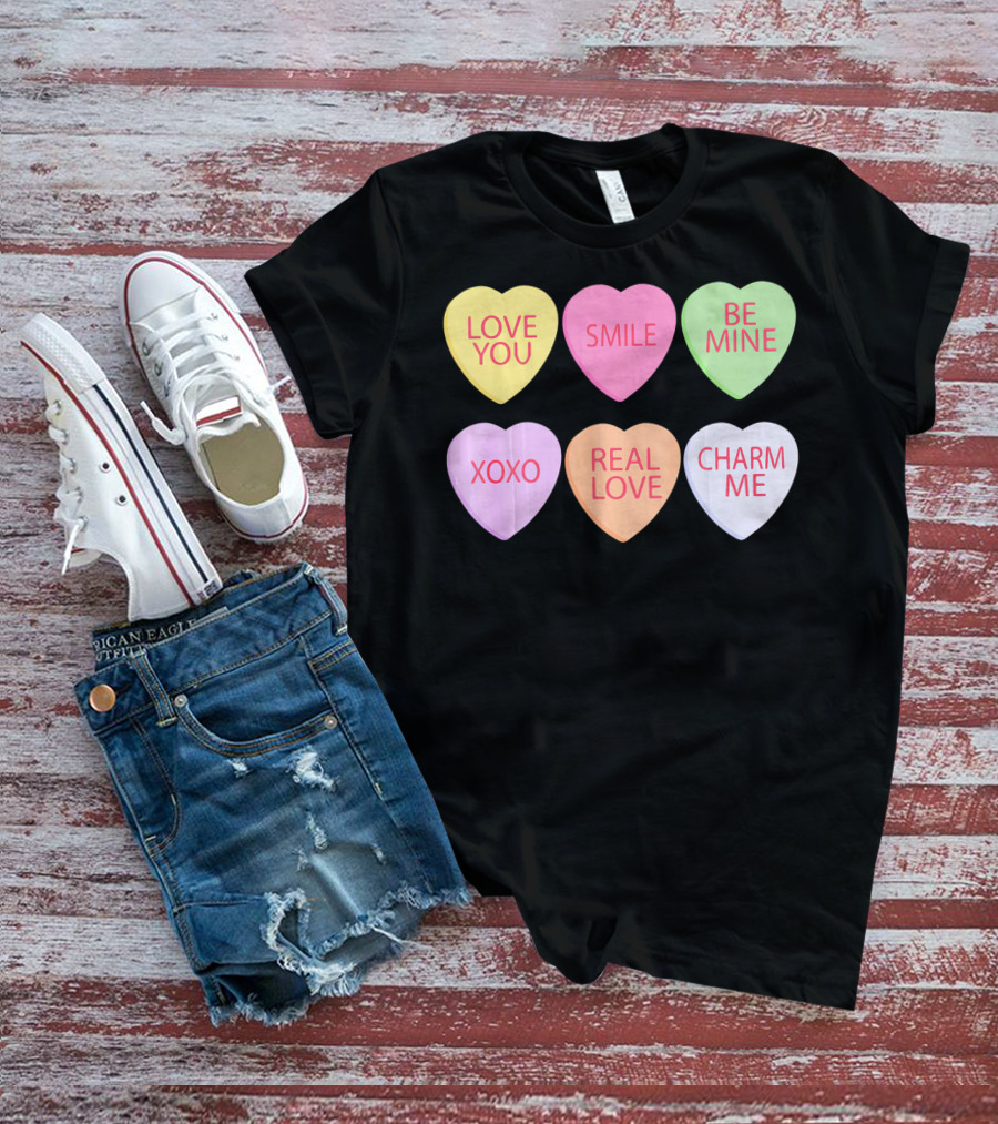 Valentines Sweetheart Cute Heart Love You Smile Be Mine XOXO Real Love Charm Me T-Shirt