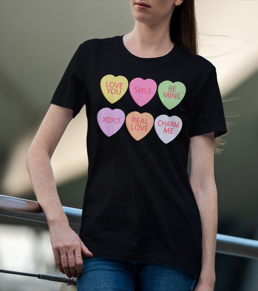 Valentines Sweetheart Cute Heart Love You Smile Be Mine XOXO Real Love Charm Me T-Shirt