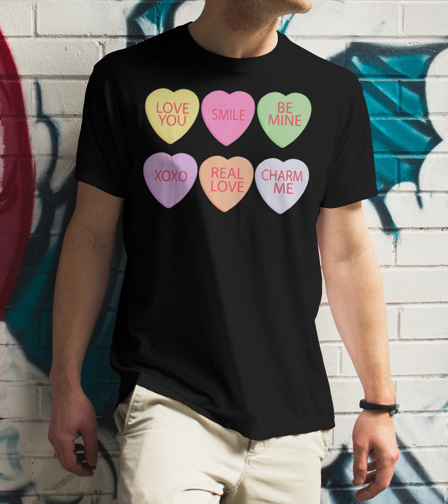 Valentines Sweetheart Cute Heart Love You Smile Be Mine XOXO Real Love Charm Me T-Shirt